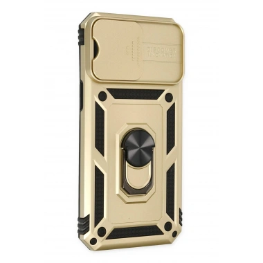 Mey İthalat®  iPhone 14 Pro Kılıf Pars Lens Yüzüklü Silikon - Gold