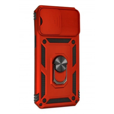 Mey İthalat®  iPhone 14 Pro Kılıf Pars Lens Yüzüklü Silikon - Kırmızı