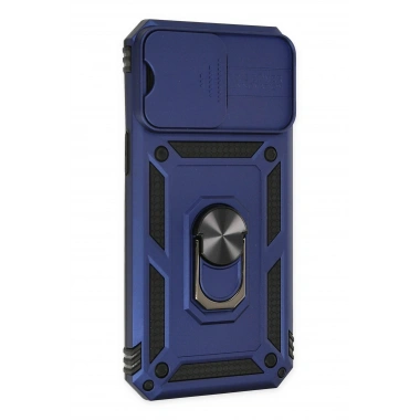 Mey İthalat®  iPhone 14 Pro Kılıf Pars Lens Yüzüklü Silikon - Lacivert