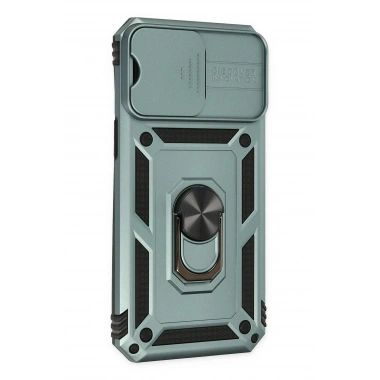 Mey İthalat®  iPhone 14 Pro Kılıf Pars Lens Yüzüklü Silikon - Yeşil