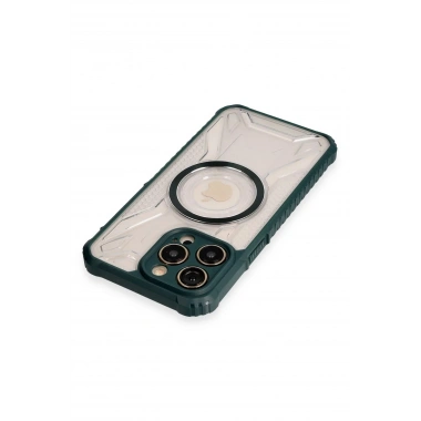 Mey İthalat® iPhone 14 Pro Kılıf Prag Magneticsafe Kapak - Koyu Yeşil