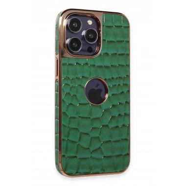 Mey İthalat®  iPhone 14 Pro Kılıf Snake Kapak - Koyu Yeşil
