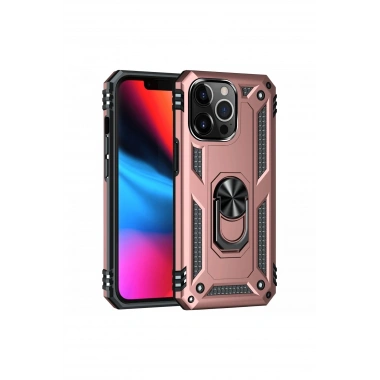 Mey İthalat® iPhone 14 Pro Kılıf Sofya Yüzüklü Silikon Kapak - Rose