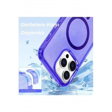 Mey İthalat®  iPhone 14 Pro Kılıf Star Magsafe Kapak - Mor