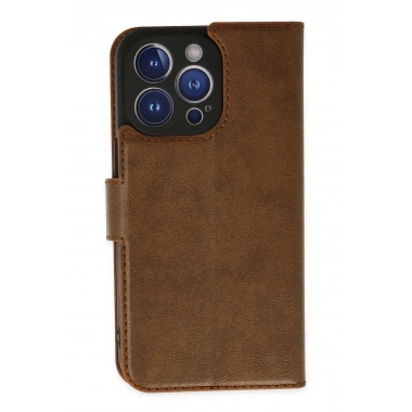 Mey İthalat®   iPhone 14 Pro Kılıf Trend S Plus Kapaklı Kılıf - Taba