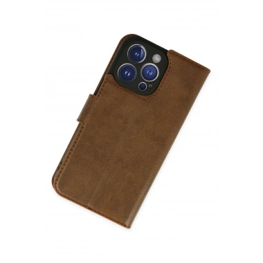 Mey İthalat®   iPhone 14 Pro Kılıf Trend S Plus Kapaklı Kılıf - Taba