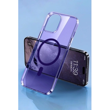 Mey İthalat® iPhone 14 Pro Kılıf Tron Şeffaf Magsafe Kapak - Derin Mor