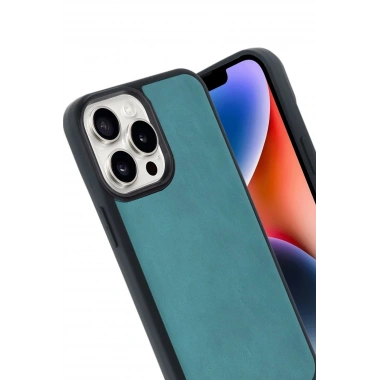 Mey İthalat®  iPhone 14 Pro Max Kılıf Aras Deri Kapak - Açık Yeşil