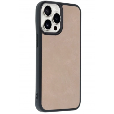 Mey İthalat®  iPhone 14 Pro Max Kılıf Aras Deri Kapak - Pudra