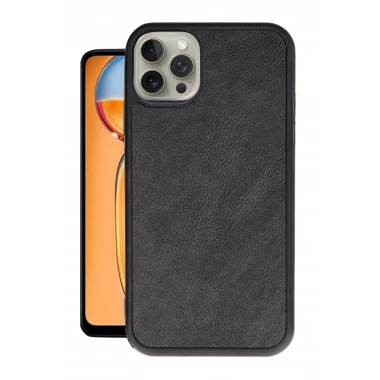Mey İthalat®  iPhone 14 Pro Max Kılıf Aras Deri Kapak - Siyah