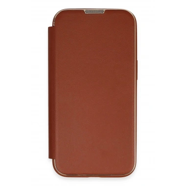 Mey İthalat®  iPhone 14 Pro Max Kılıf Dolpin Kapaklı - Kahverengi