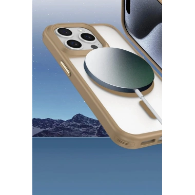 Mey İthalat®  iPhone 14 Pro Max Kılıf Enka Magsafe Silikon Kılıf - Desert