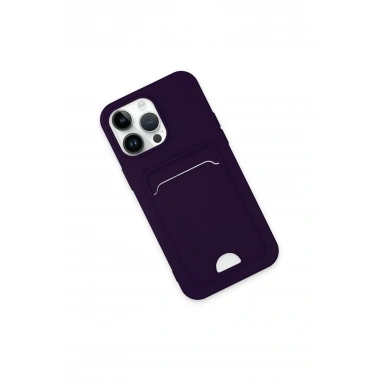 Mey İthalat®  iPhone 14 Pro Max Kılıf Kelvin Kartvizitli Silikon - Derin Mor