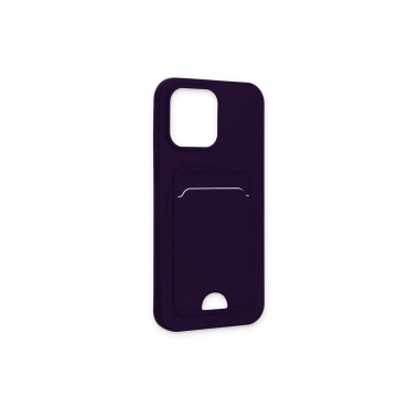 Mey İthalat®  iPhone 14 Pro Max Kılıf Kelvin Kartvizitli Silikon - Derin Mor