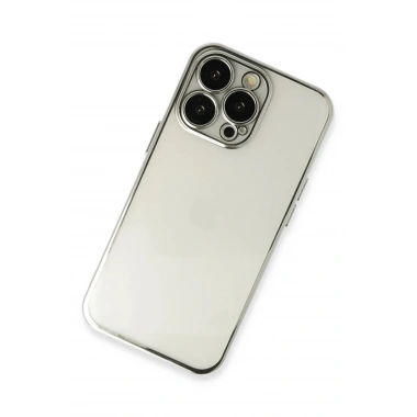 Mey İthalat®  iPhone 14 Pro Max Kılıf  Lensli Silikon - Gümüş