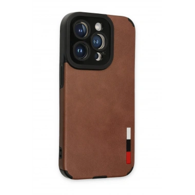 Mey İthalat® iPhone 14 Pro Max Kılıf Loop Deri Silikon - Kahverengi