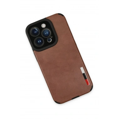 Mey İthalat® iPhone 14 Pro Max Kılıf Loop Deri Silikon - Kahverengi