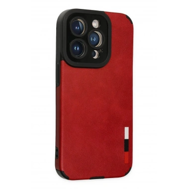 Mey İthalat® iPhone 14 Pro Max Kılıf Loop Deri Silikon - Kırmızı