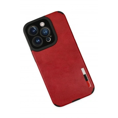 Mey İthalat® iPhone 14 Pro Max Kılıf Loop Deri Silikon - Kırmızı