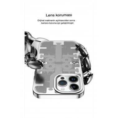 Mey İthalat® iPhone 14 Pro Max Kılıf Mekanik Bumper Kapak - Siyah