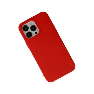 Mey İthalat®  iPhone 14 Pro Max Kılıf Nano içi Kadife Silikon - Kırmızı