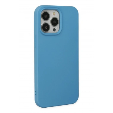 Mey İthalat®  iPhone 14 Pro Max Kılıf Nano içi Kadife Silikon - Mavi