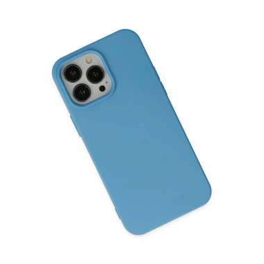 Mey İthalat®  iPhone 14 Pro Max Kılıf Nano içi Kadife Silikon - Mavi