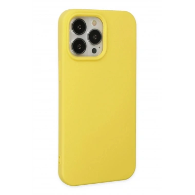 Mey İthalat®  iPhone 14 Pro Max Kılıf Nano içi Kadife Silikon - Sarı