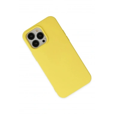 Mey İthalat®  iPhone 14 Pro Max Kılıf Nano içi Kadife Silikon - Sarı