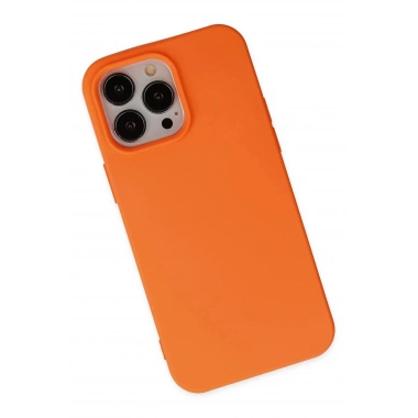 Mey İthalat®  iPhone 14 Pro Max Kılıf Nano içi Kadife Silikon - Turuncu