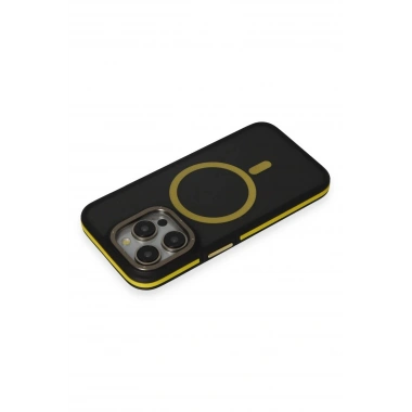 Mey İthalat® iPhone 14 Pro Max Kılıf Rocky Magsafe Kapak - Siyah-Sarı