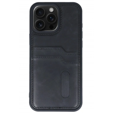 Mey İthalat® iPhone 14 Pro Max Kılıf Sara Kartvizitli Deri Kılıf - Siyah
