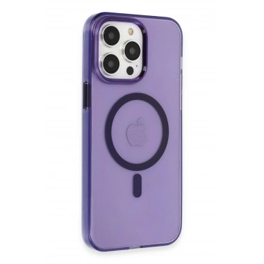 Mey İthalat®  iPhone 14 Pro Max Kılıf Tron Şeffaf Magsafe Kapak - Derin Mor