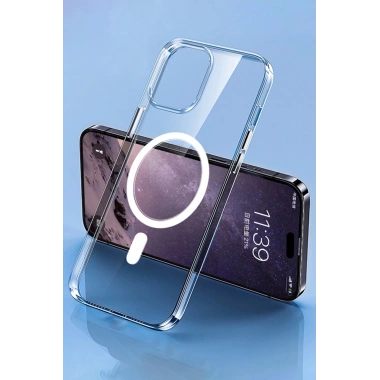 Mey İthalat®  iPhone 14 Pro Max Kılıf Tron Şeffaf Magsafe Kapak - Şeffaf