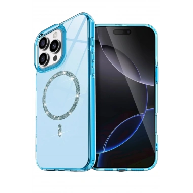Mey İthalat®   iPhone 14 Pro Max Live Diamond Magsafe Kapak - Mavi