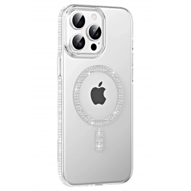 Mey İthalat®   iPhone 14 Pro Max Move Taşlı Magsafe Kapak - Natural Grey