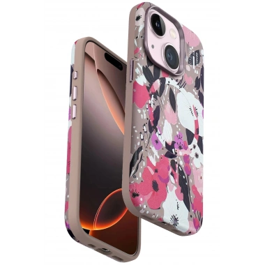 Mey İthalat®   iPhone 15 Flower Series Magsafe Kapak - Pembe