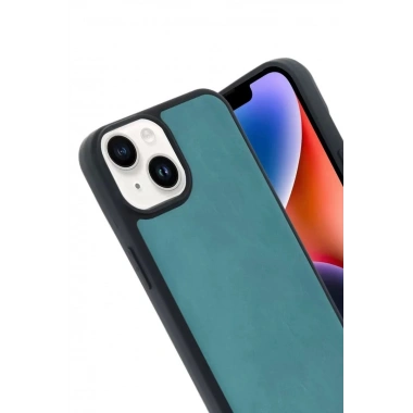 Mey İthalat®   iPhone 15 Kılıf Aras Deri Kapak - Açık Yeşil
