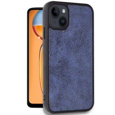 Mey İthalat®   iPhone 15 Kılıf Aras Deri Kapak - Lacivert