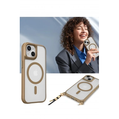 Mey İthalat®  iPhone 15 Kılıf Enka Magsafe Silikon Kılıf - Desert