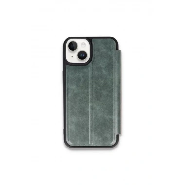 Mey İthalat®   iPhone 15 Kılıf Flip Cover - Koyu Yeşil
