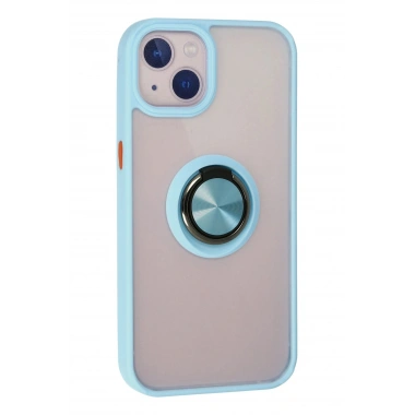 Mey İthalat®  iPhone 15 Kılıf Montreal Yüzüklü Silikon Kapak - Buz Mavi