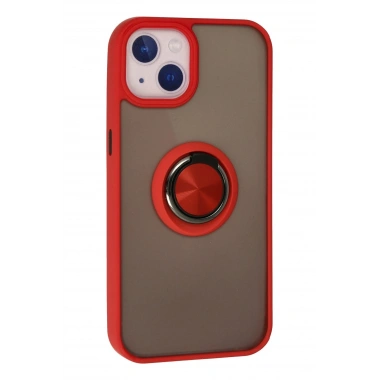 Mey İthalat®  iPhone 15 Kılıf Montreal Yüzüklü Silikon Kapak - Kırmızı