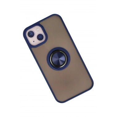 Mey İthalat®  iPhone 15 Kılıf Montreal Yüzüklü Silikon Kapak - Lacivert