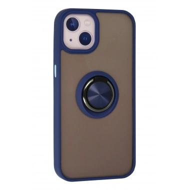 Mey İthalat®  iPhone 15 Kılıf Montreal Yüzüklü Silikon Kapak - Lacivert