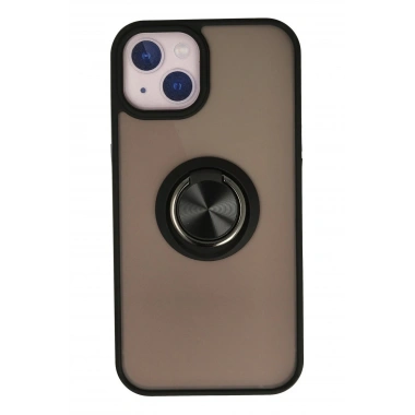 Mey İthalat®  iPhone 15 Kılıf Montreal Yüzüklü Silikon Kapak - Siyah