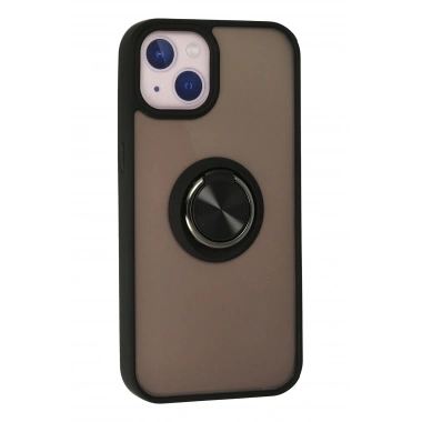 Mey İthalat®  iPhone 15 Kılıf Montreal Yüzüklü Silikon Kapak - Siyah