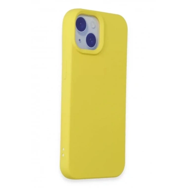 Mey İthalat®   iPhone 15 Kılıf Nano içi Kadife Silikon - Sarı