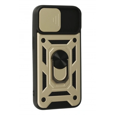 Mey İthalat®  iPhone 15 Kılıf Pars Lens Yüzüklü Silikon - Gold