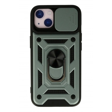 Mey İthalat®  iPhone 15 Kılıf Pars Lens Yüzüklü Silikon - Yeşil